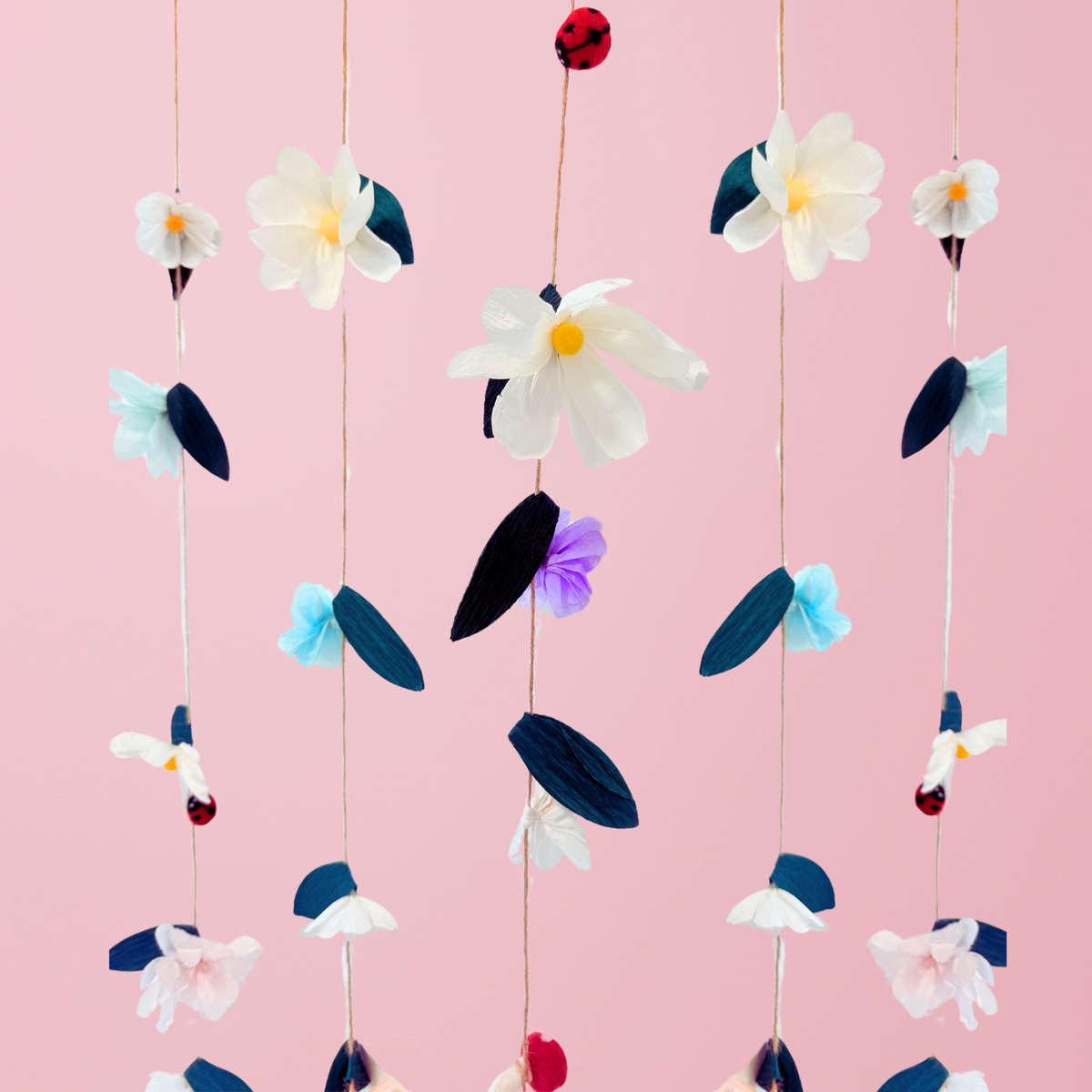 Handmade Girls room fairy party flowers ladybird mushroom hanging streamers decoration product photo 2