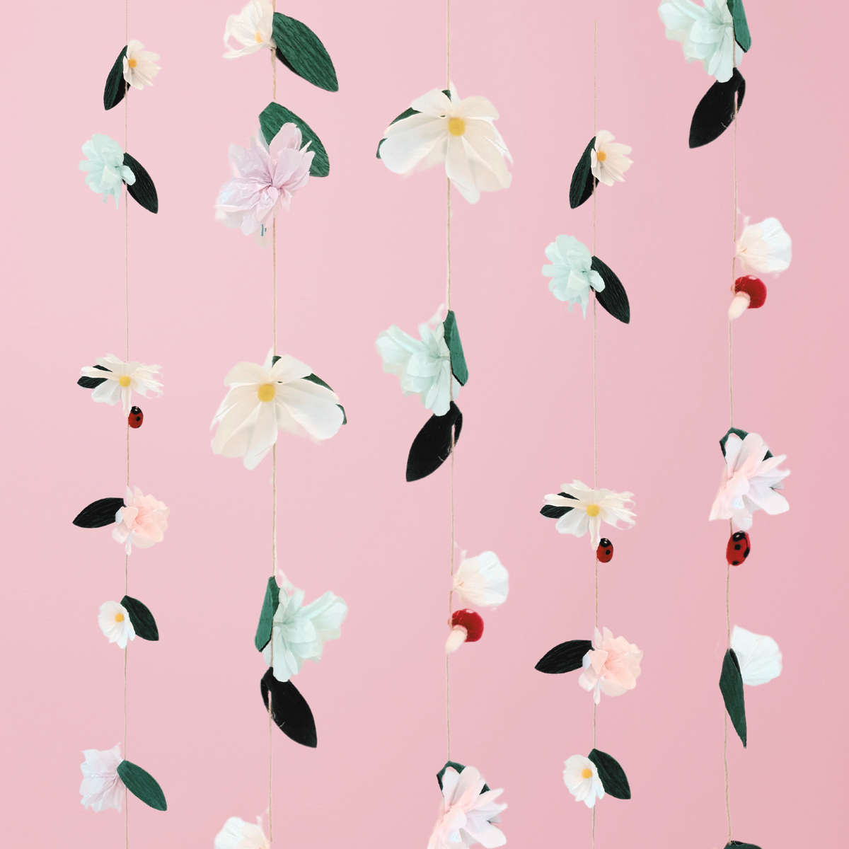Handmade Girls room fairy party flowers ladybird mushroom hanging streamers decoration product photo 3