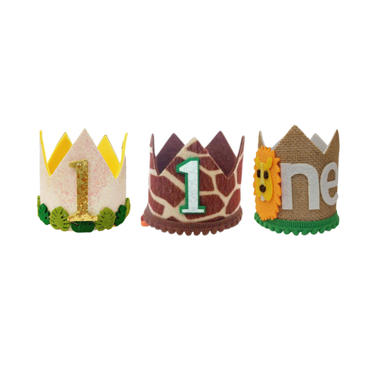Handmade jungle animal giraffe leaves Birthday Party Cake Smashing Felt crown Hat product photo