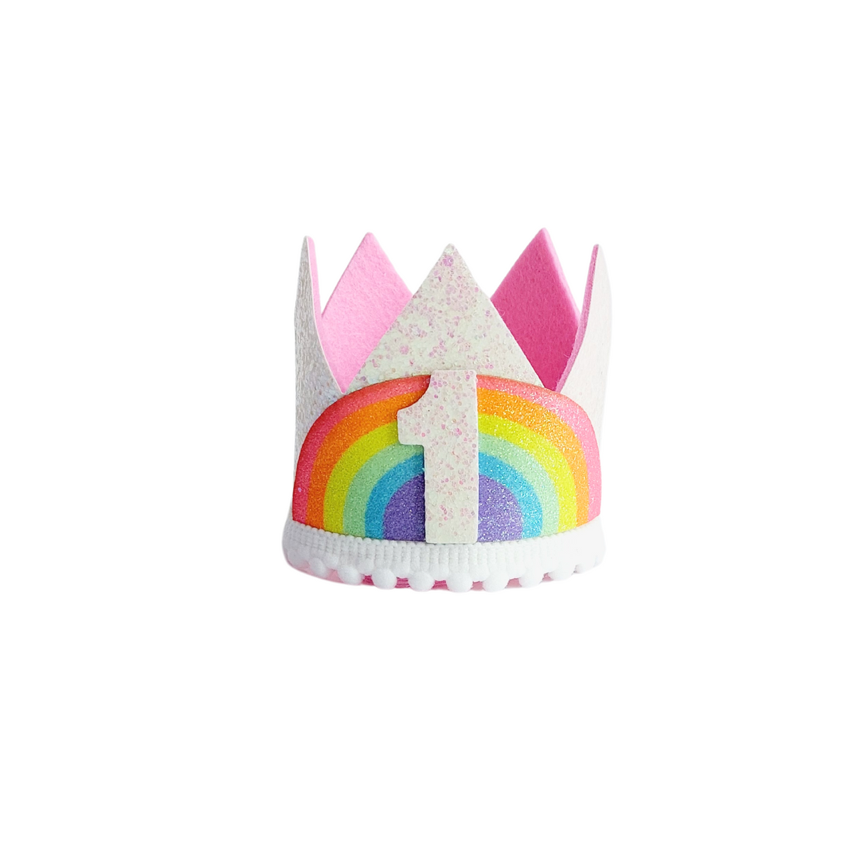 Handmade pastel rainbow Birthday Party Cake Smashing Felt crown Hat product photo 2