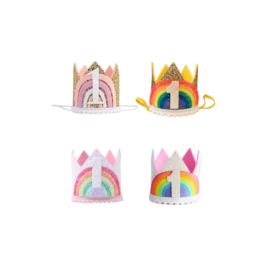 Handmade pastel rainbow Birthday Party Cake Smashing Felt crown Hat product photo