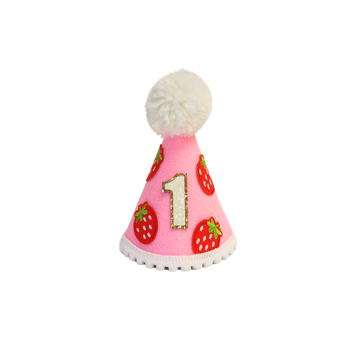 Handmade strawberry 1st Birthday Party Cake Smashing Felt cone crown Hat product photo 2