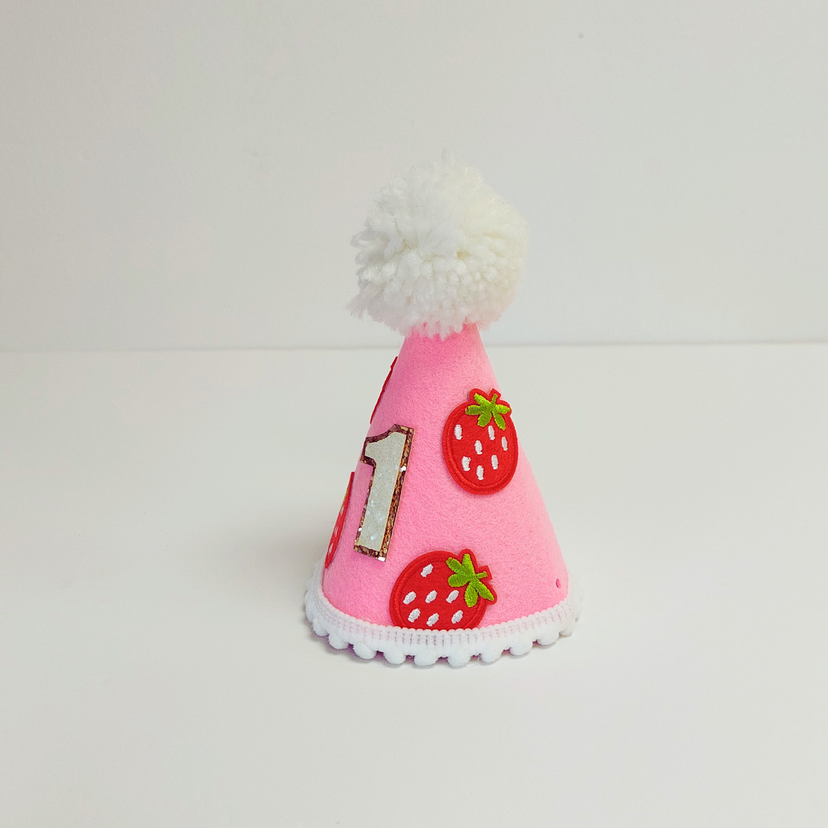 Handmade strawberry 1st Birthday Party Cake Smashing Felt cone crown Hat product photo 4