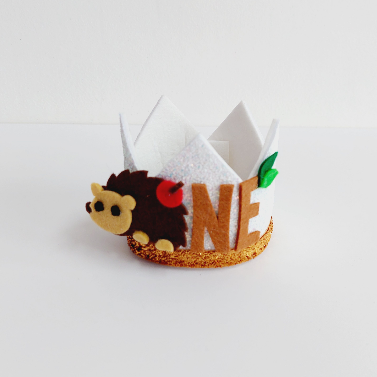 Handmade woodland forest animals fox hedgehog Birthday Party Cake Smashing Felt crown Hat product photo 2