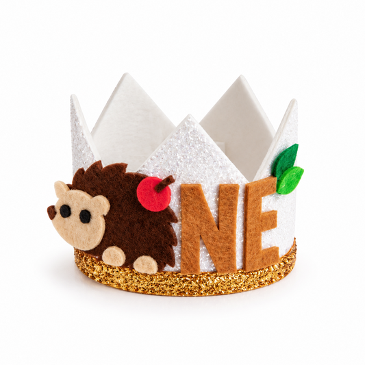 Handmade woodland forest animals fox hedgehog Birthday Party Cake Smashing Felt crown Hat product photo