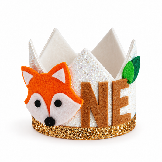 Handmade woodland forest animals fox hedgehog Birthday Party Cake Smashing Felt crown Hat product photo