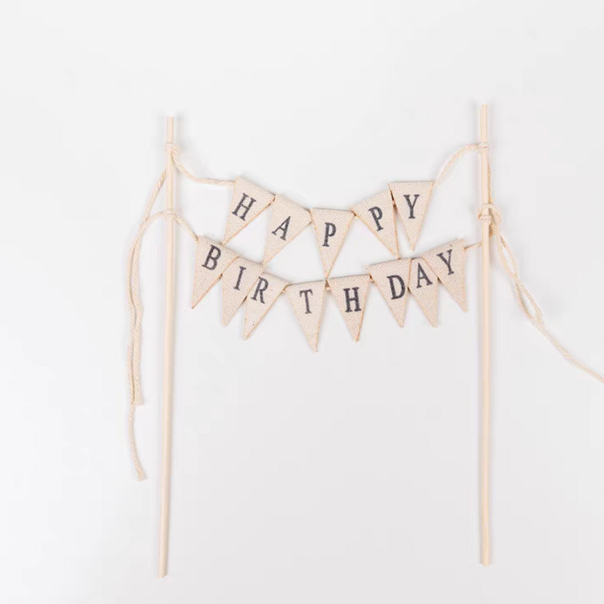 Happy birthday fabric flags bunting garland cake topper product photo 2