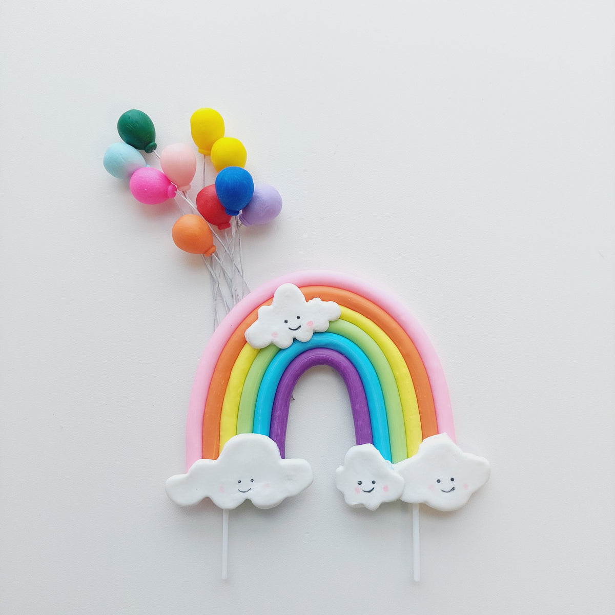 Happy cloud rainbow and balloons cake topper product photo 10