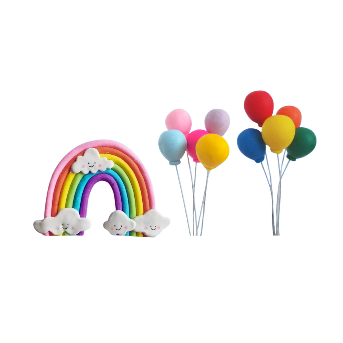 Happy cloud rainbow and balloons cake topper product photo 2
