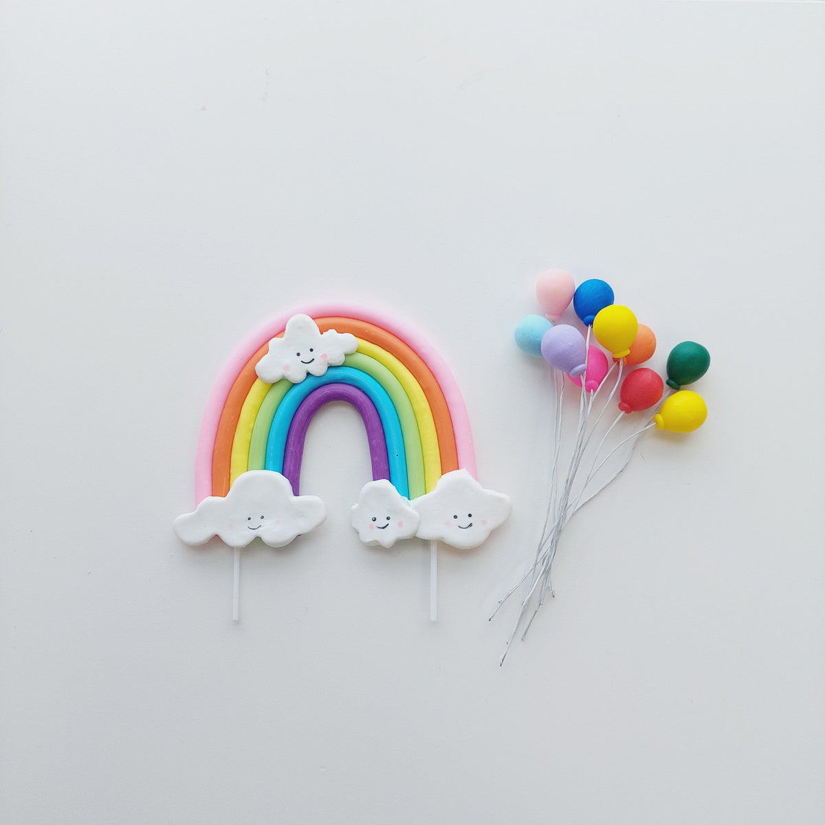 Happy cloud rainbow and balloons cake topper product photo 6