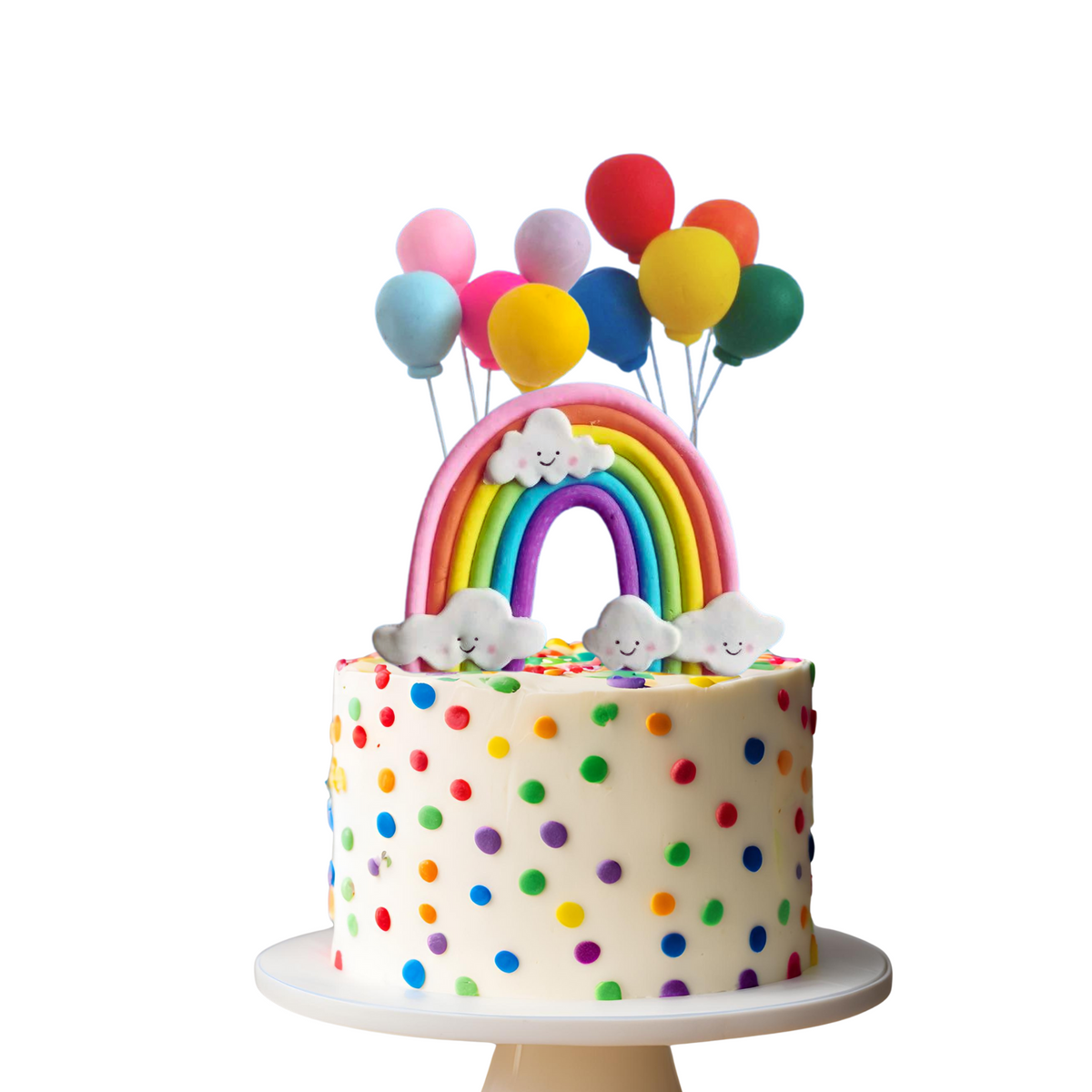 Happy cloud rainbow and balloons cake topper product photo