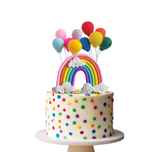 Happy cloud rainbow and balloons cake topper product photo