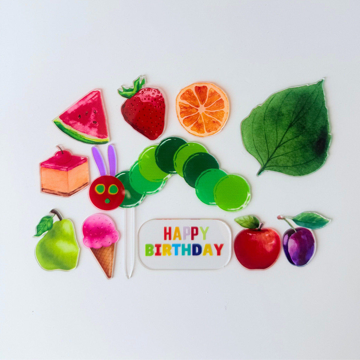 The very hungry caterpillar style acrylic cake topper set product photo 3
