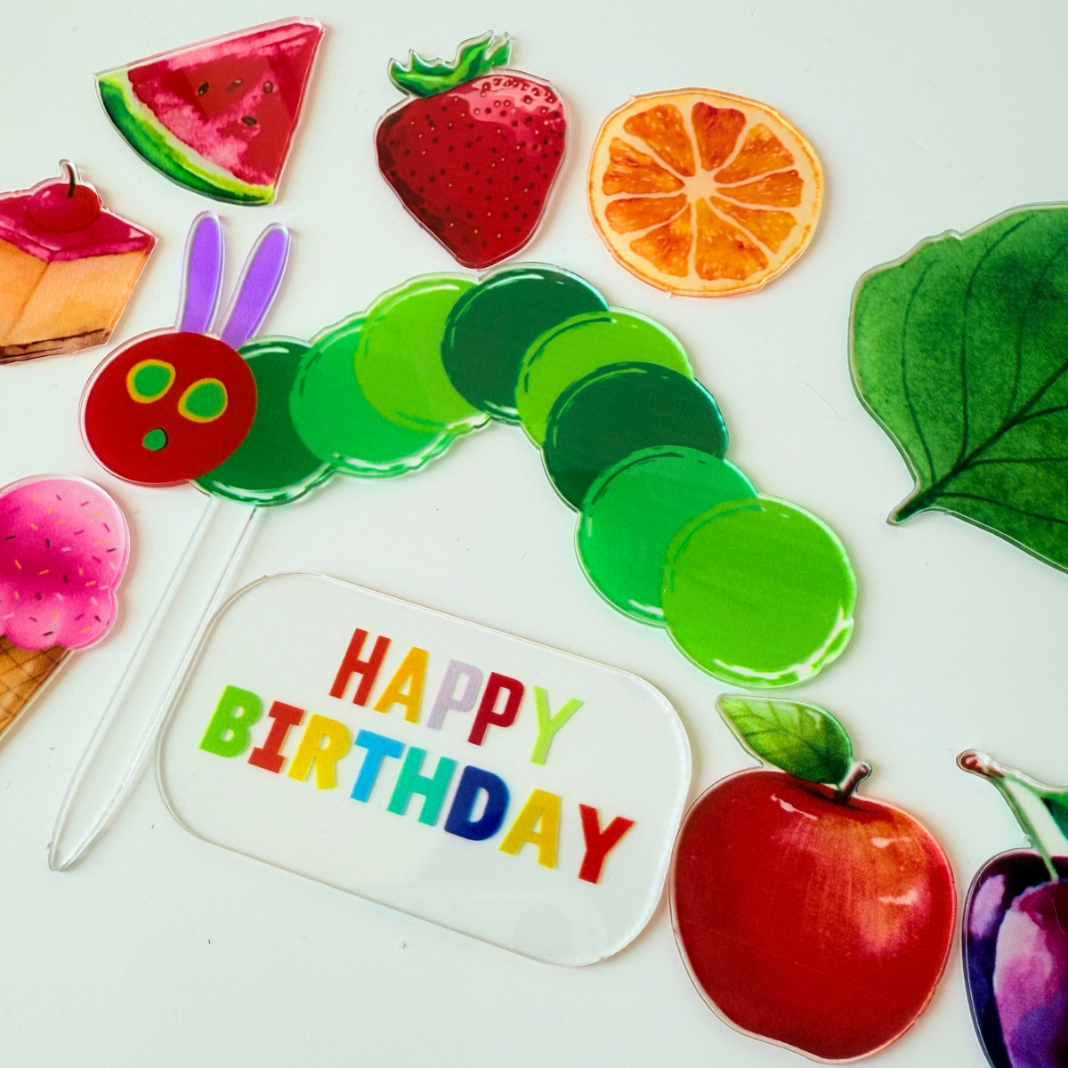 The very hungry caterpillar style acrylic cake topper set product photo 4
