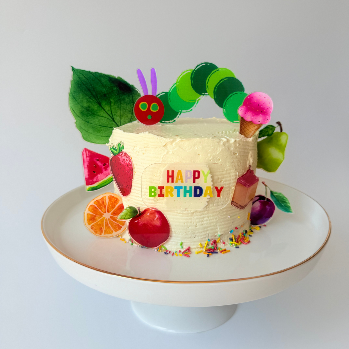 The very hungry caterpillar style acrylic cake topper set product photo 5