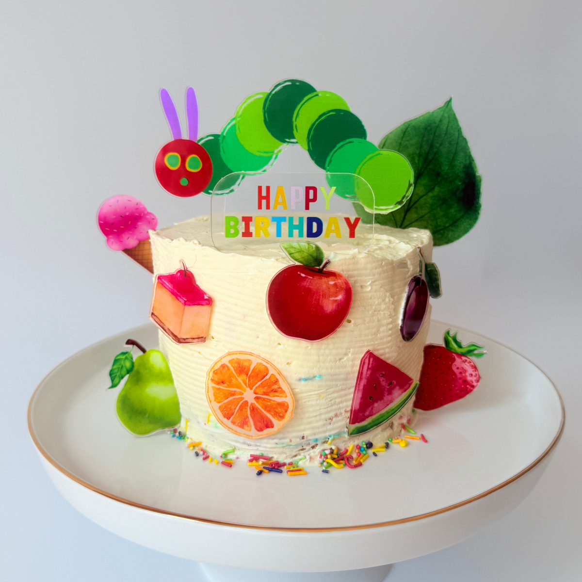 The very hungry caterpillar style acrylic cake topper set product photo 6