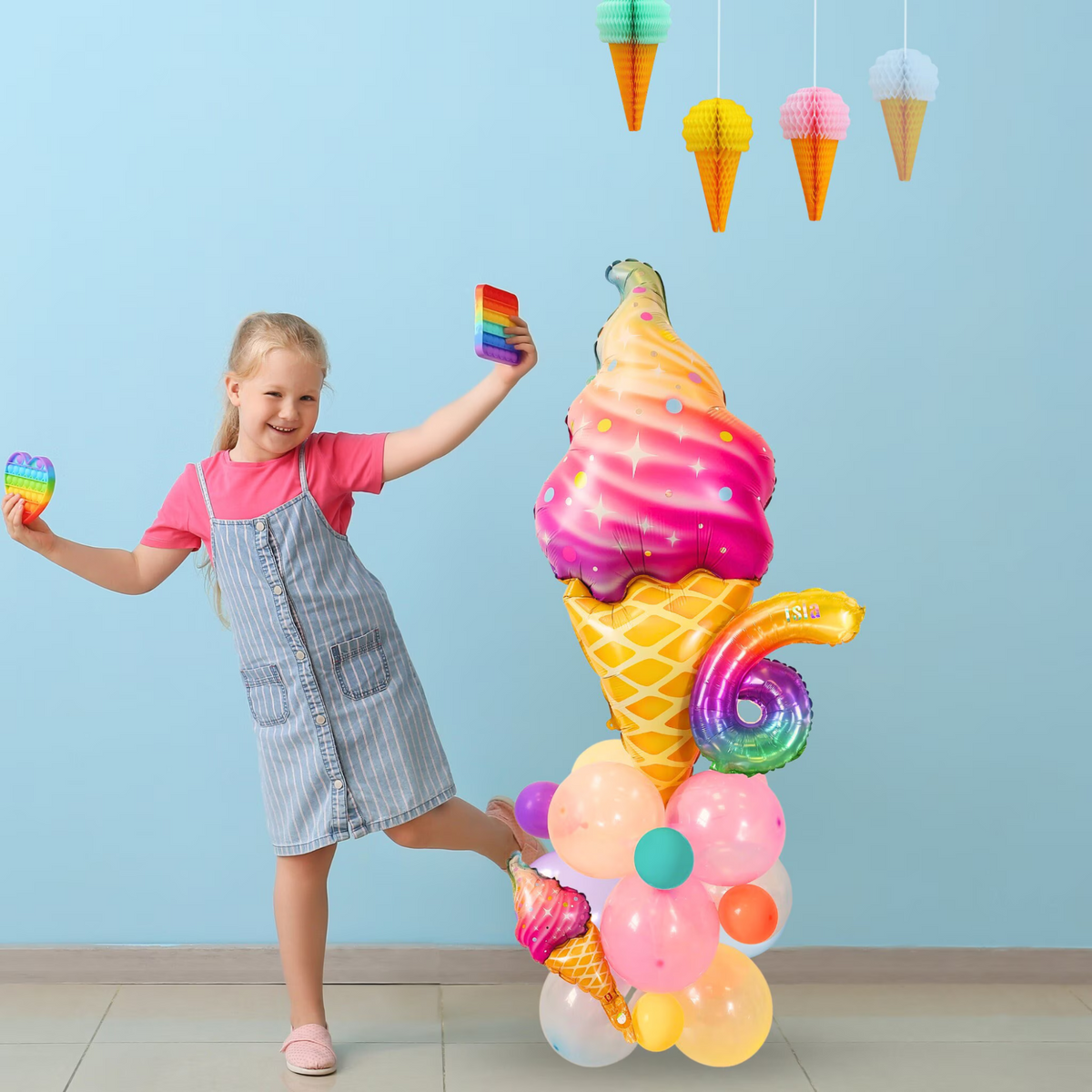 Ice cream girls birthday balloon sculpture bouquet product photo 5