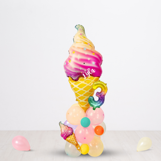 Ice cream girls birthday balloon sculpture bouquet product photo