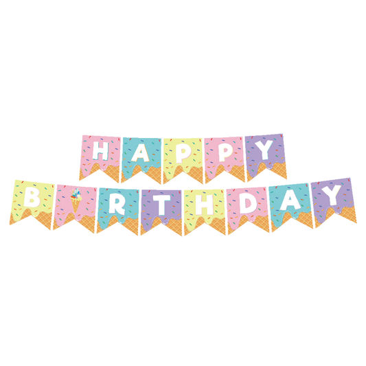 Ice cream happy birthday bunting banner product photo