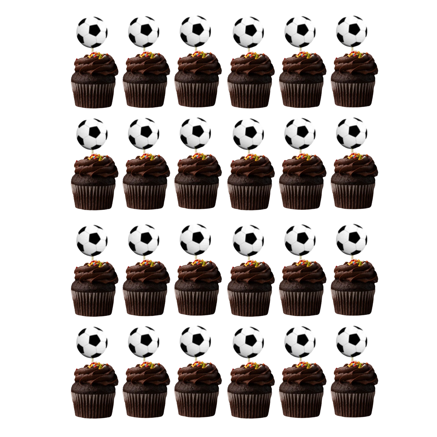 Football Birthday Party Paper Cup cake Topper 24-pack