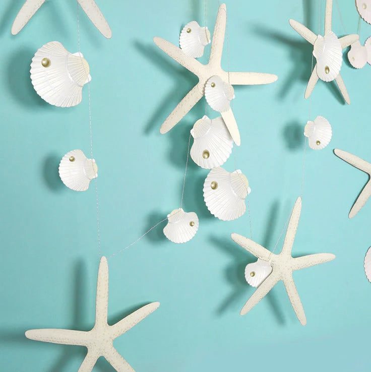 Mermaid under the sea paper starfish and shells birthday bunting banner garland - TheLittleStuff
