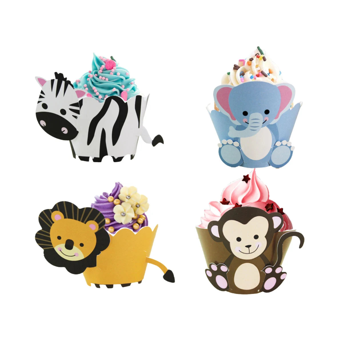 Zoo jungle forest safari Animal Birthday Party Cup cake holder 12-pack - TheLittleStuff
