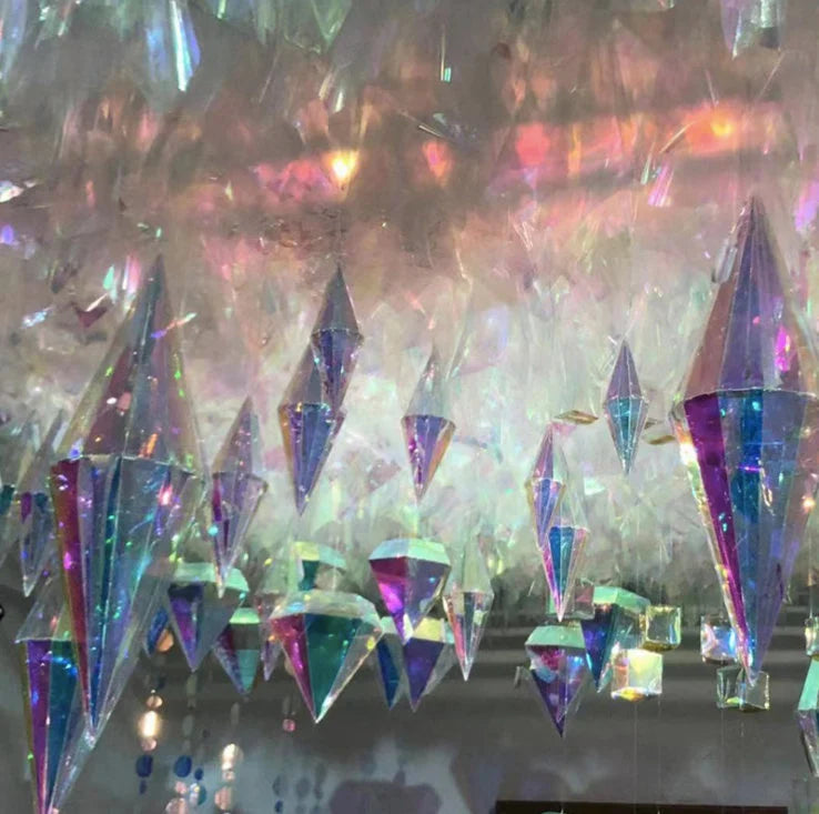 Iridescent artificial 3D diamond hanging decoration great for frozen themed party product photo 3