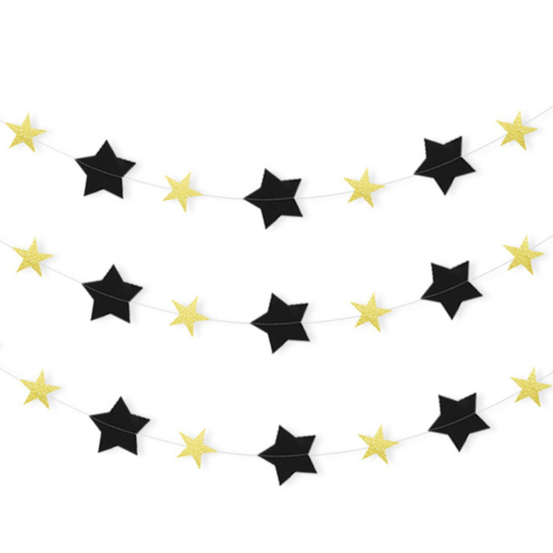 Christmas Gold Silver Stars Bunting Garland hanging Decoration - TheLittleStuff