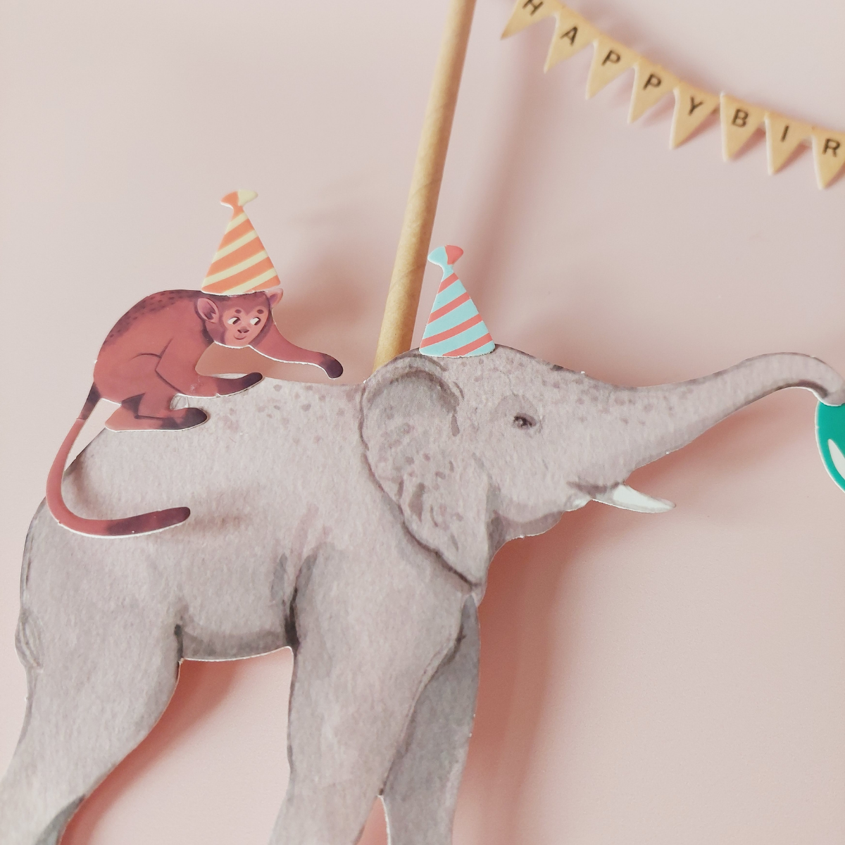 Jungle Animal Safari zoo monkey leopard giraffe elephant Birthday Cake Topper Set product photo 6