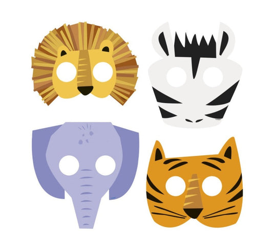 Jungle animal birthday party paper face masks 8-pack product photo