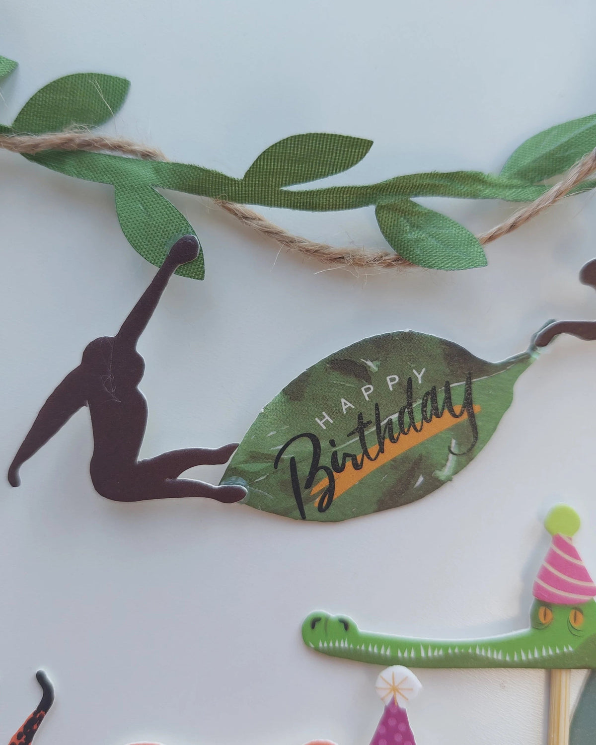 Jungle Animal zoo monkey leopard crocodile Birthday Cake Topper Set product photo 4