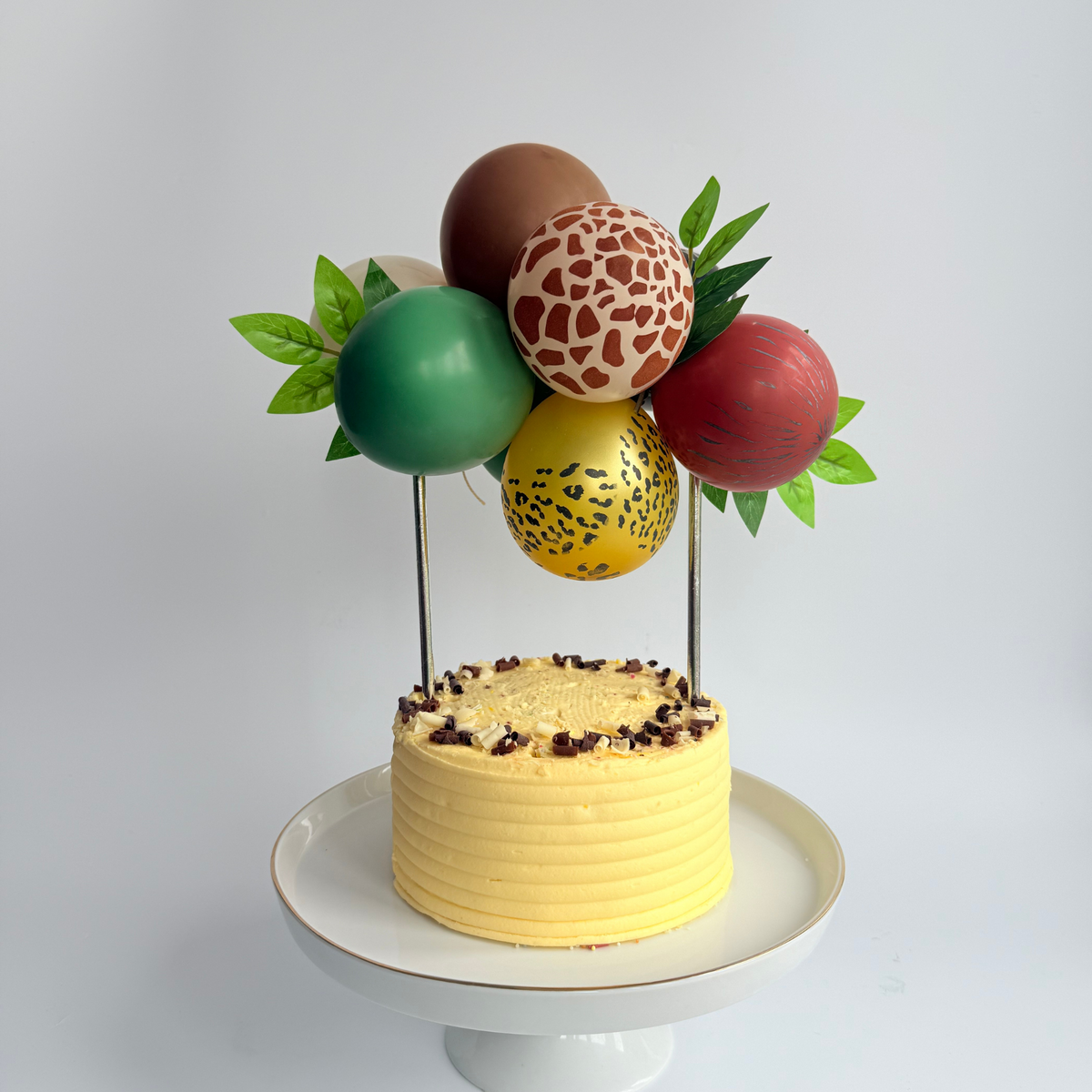 Jungle forest wild animal sage green balloon cake topper product photo 2