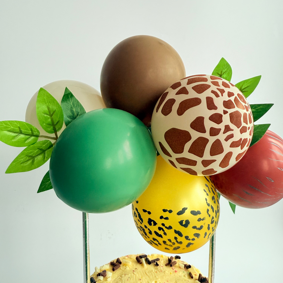 Jungle forest wild animal sage green balloon cake topper product photo 5