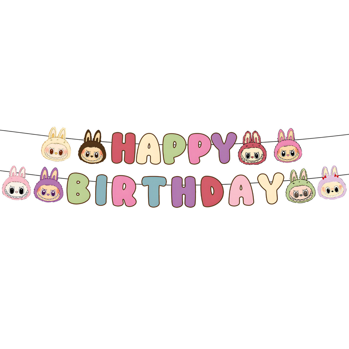 Labubu inspired 9inch party plates and bunting banner product photo 3
