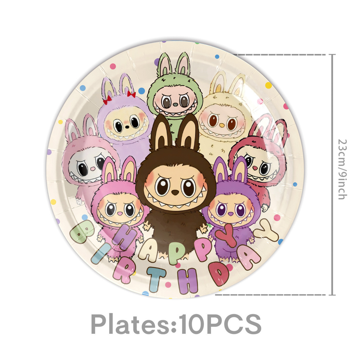 Labubu inspired 9inch party plates and bunting banner product photo 6