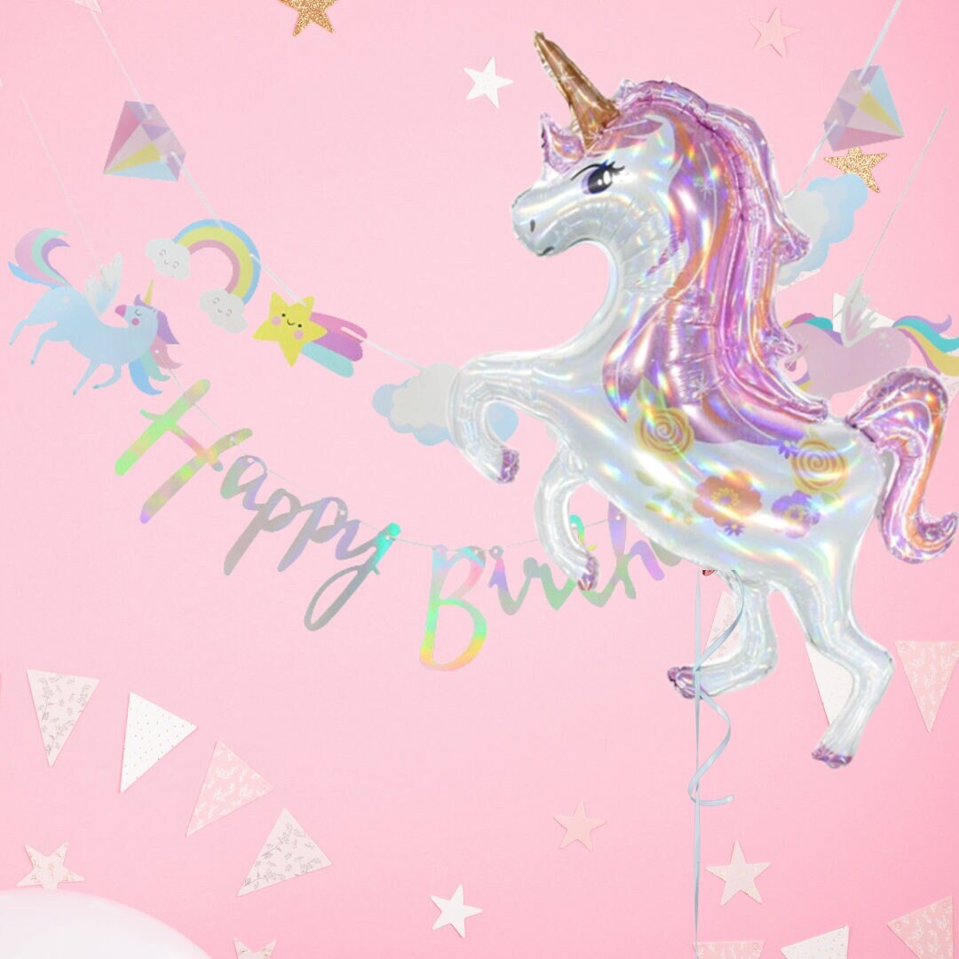 Large pink Unicorn Girls Birthday Party Balloon product photo 2