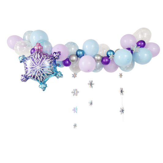Lavender blue Frozen style snow flakes balloon garland product photo