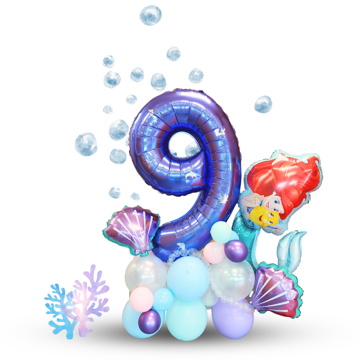 Little mermaid balloon sculpture bouquet product photo 3