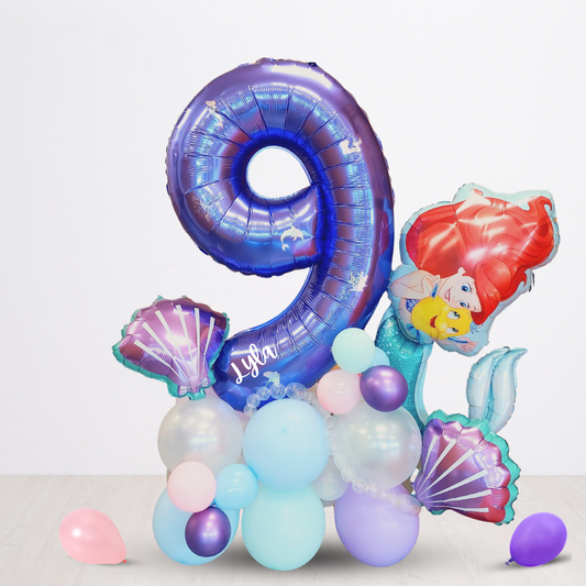 Little mermaid balloon sculpture bouquet product photo