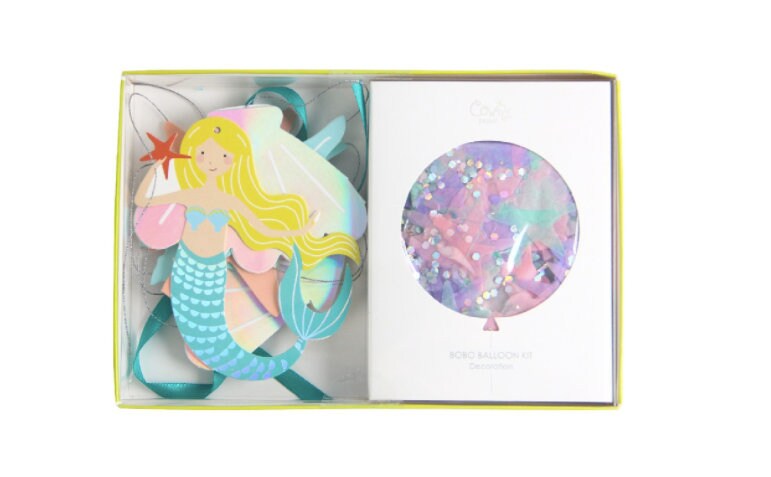 Mermaid confetti bubble balloons with bunting tails product photo 3
