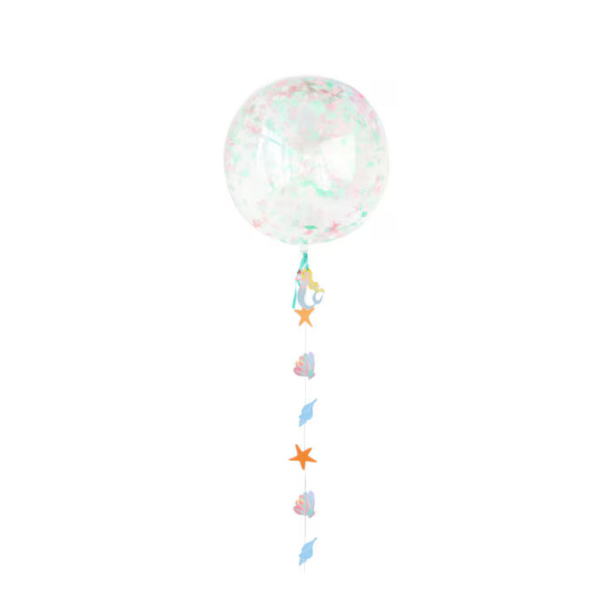 Mermaid confetti bubble balloons with bunting tails product photo