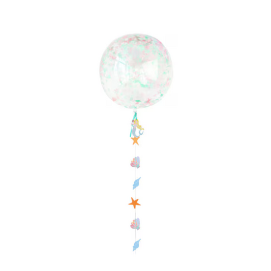 Mermaid confetti bubble balloons with bunting tails product photo