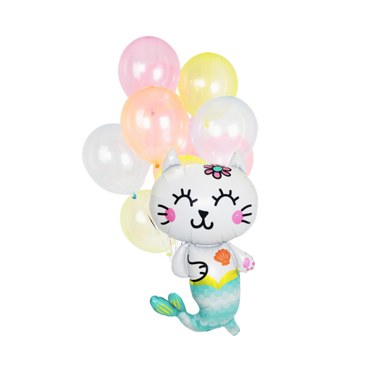Mermaid cat with bubble balloons bundle product photo