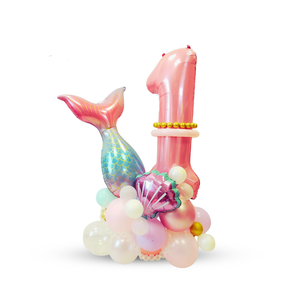 Mermaid tail balloon sculpture bouquet product photo 2