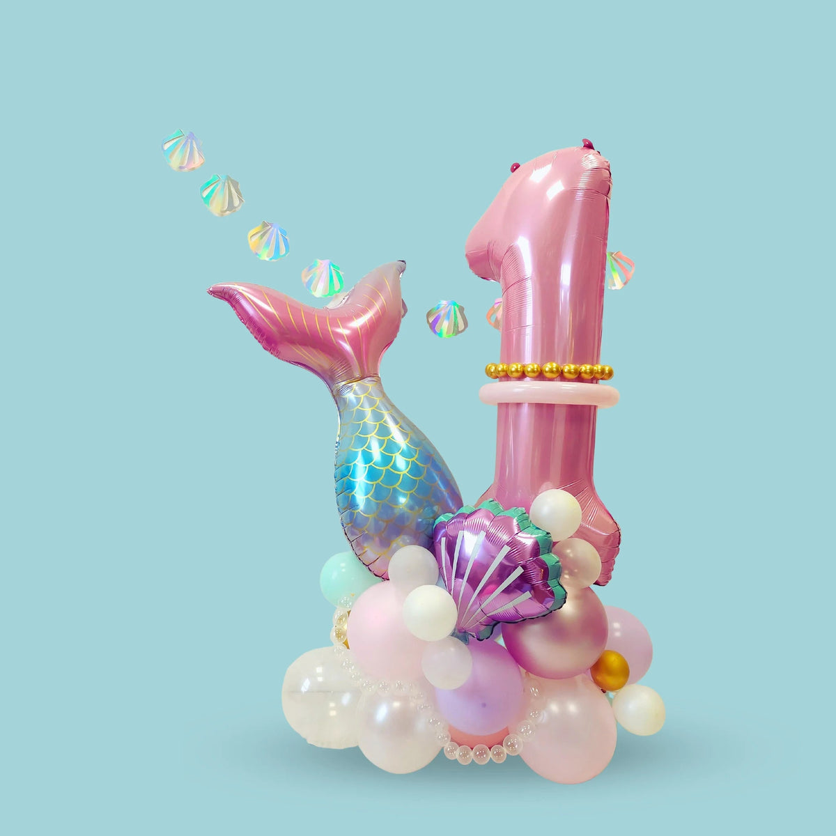 Mermaid tail balloon sculpture bouquet product photo 4