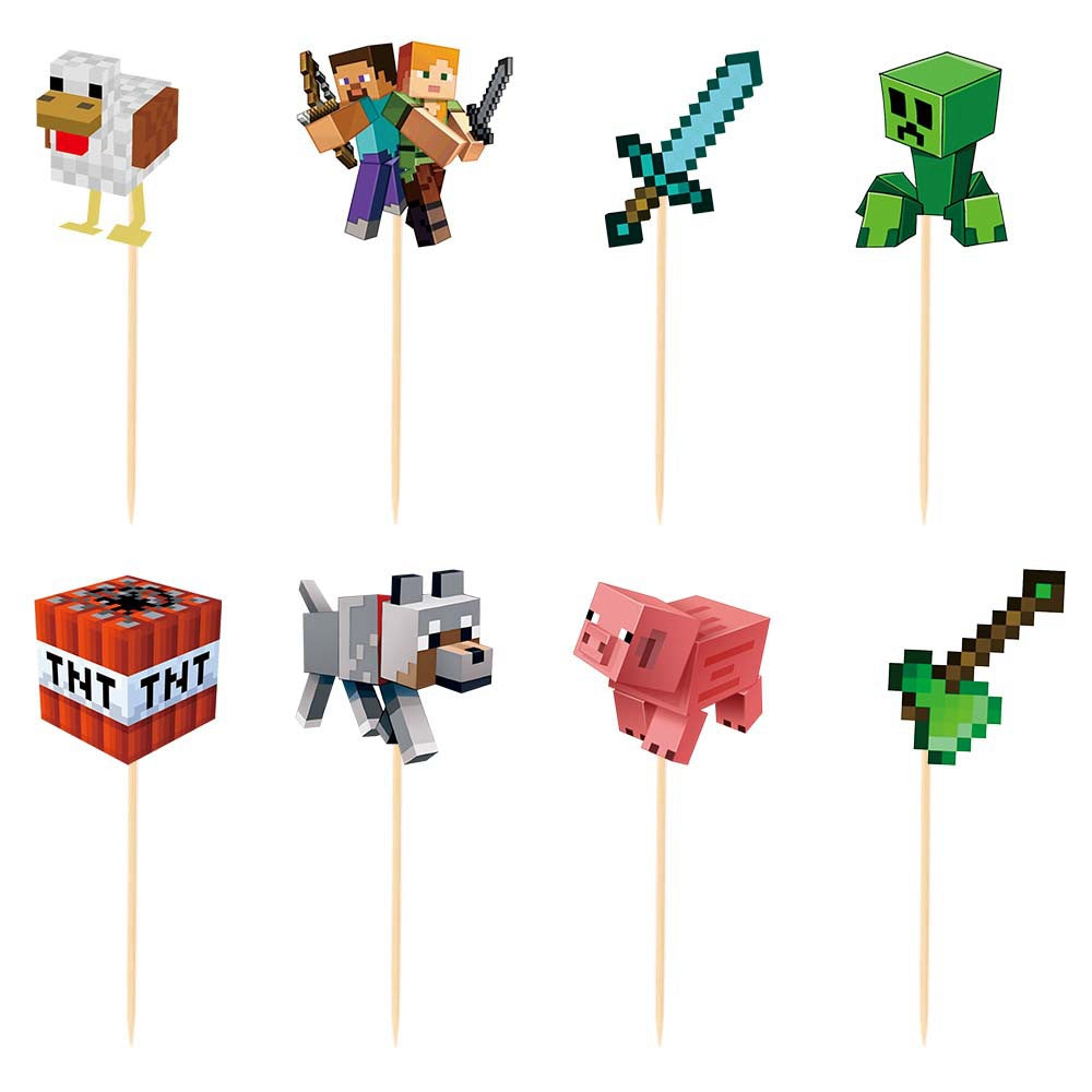 Minecraft inspired bunting banner and cupcake picks product photo 3