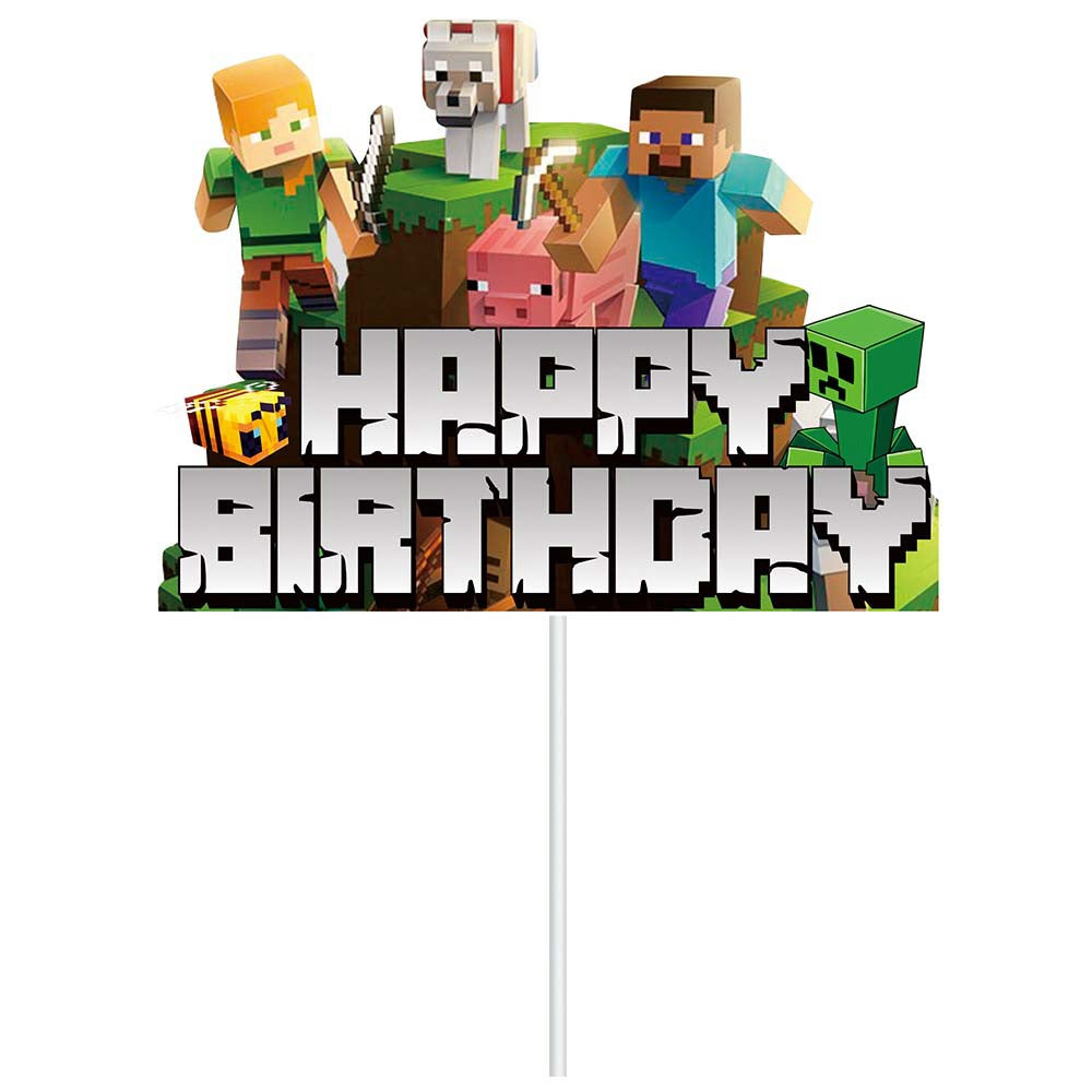 Minecraft inspired bunting banner and cupcake picks product photo 4