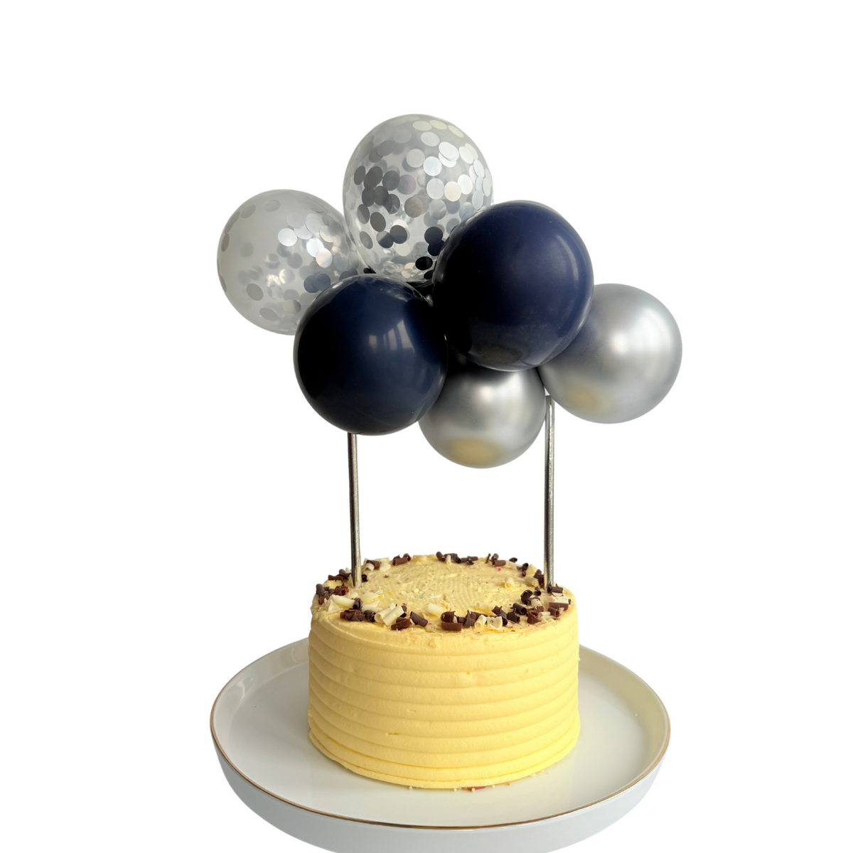 Navy silver confetti balloon cake topper product photo 3
