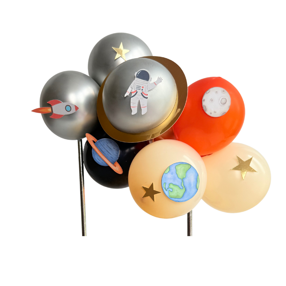 Outer space universe rocket astronaut to the moon balloon cake topper product photo 3
