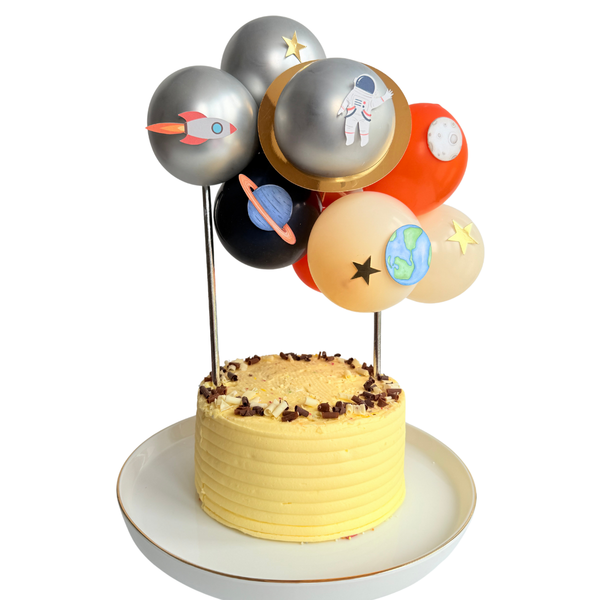 Outer space universe rocket astronaut to the moon balloon cake topper product photo 4